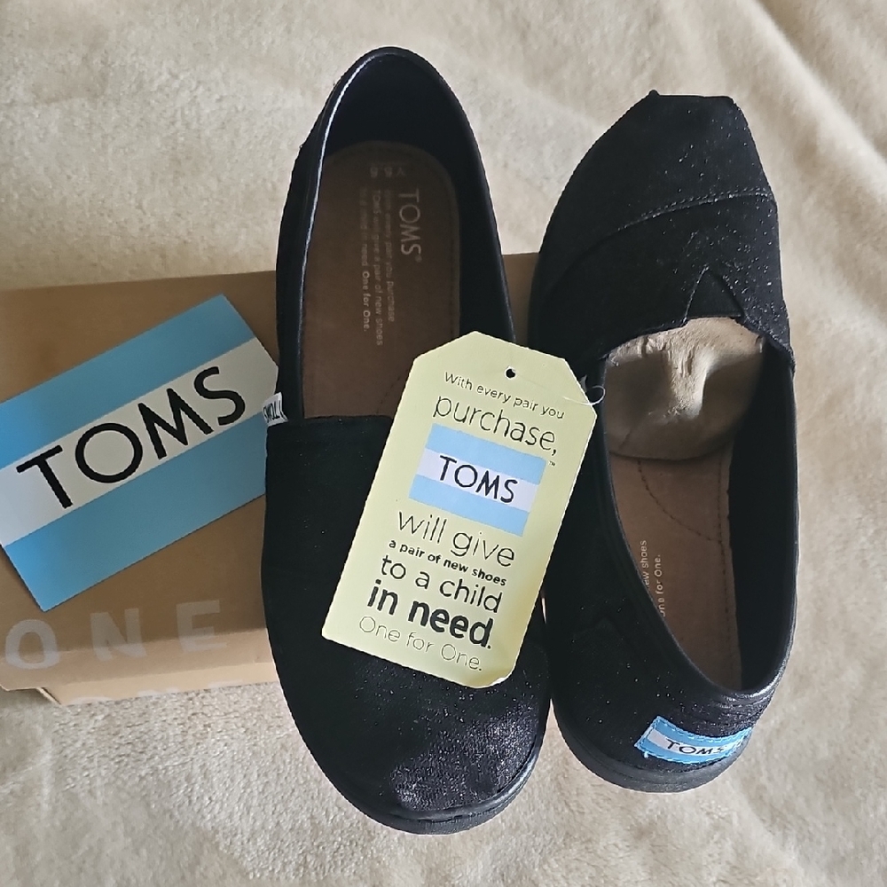 TOMS Classic Black Canvas Slip-Ons